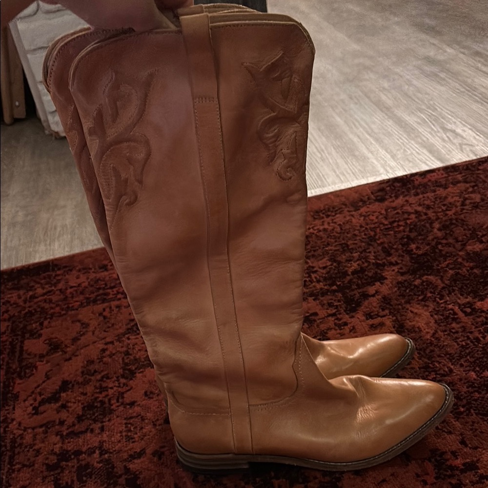 Tan Leather Cowboy Boots